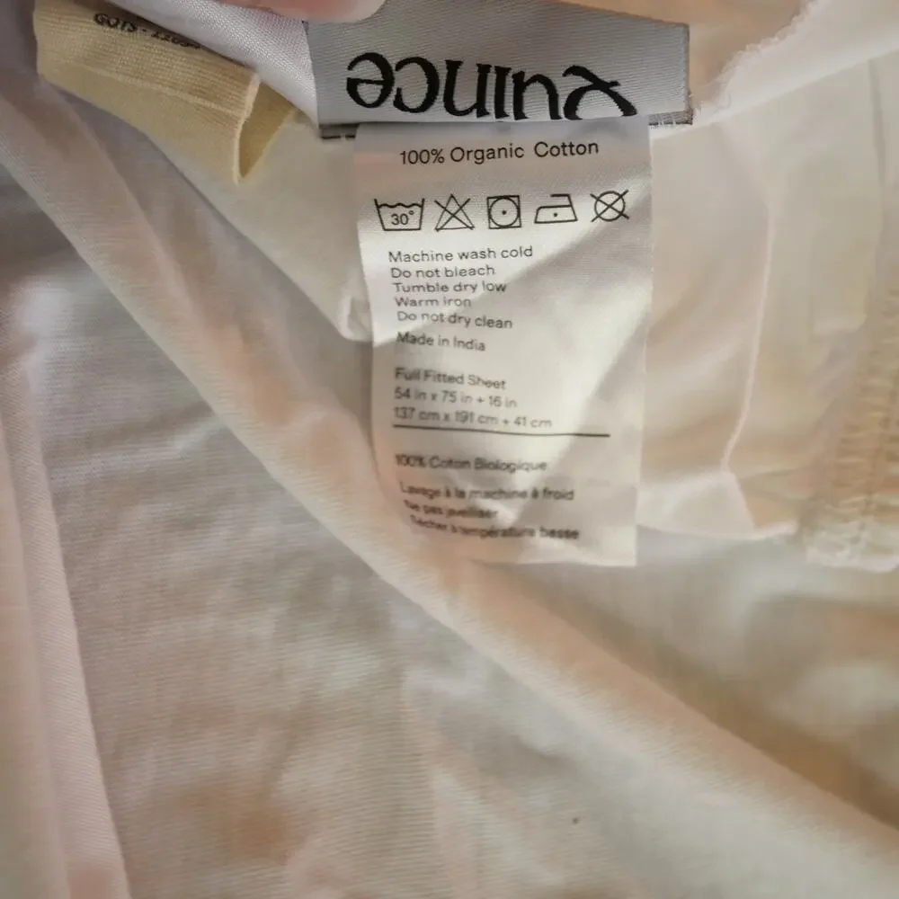 Quince  Brushed Cotton FULL Fitted  Sheet & Pillowcase White Organic Cotton NEW